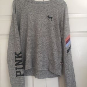 victorias secret pink grey long sleeve sweater